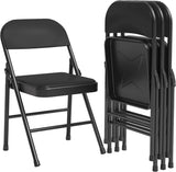 Garvee chaises pliantes en métal 8 pièces avec siège et dossier rembourrés, cadre en acier robuste, 159 kg, empilables, intérieur/extérieur, bureau et événement, noir - Noir