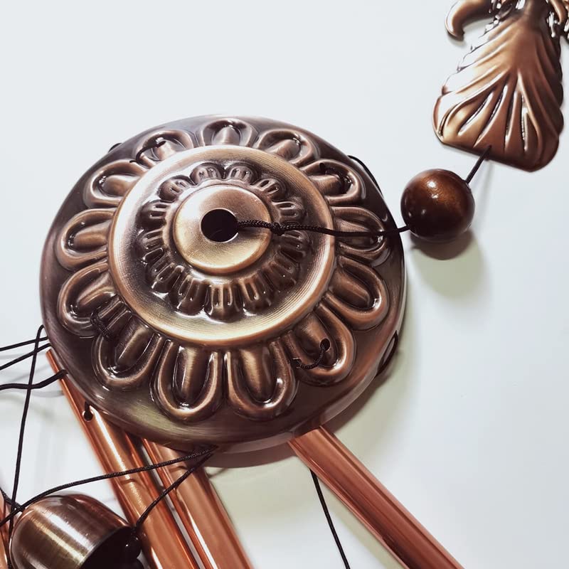 Carillon éolien rétro Garvee avec motif d'ange, résistant aux intempéries, en métal, pour jardin et terrasse, couleur argent.