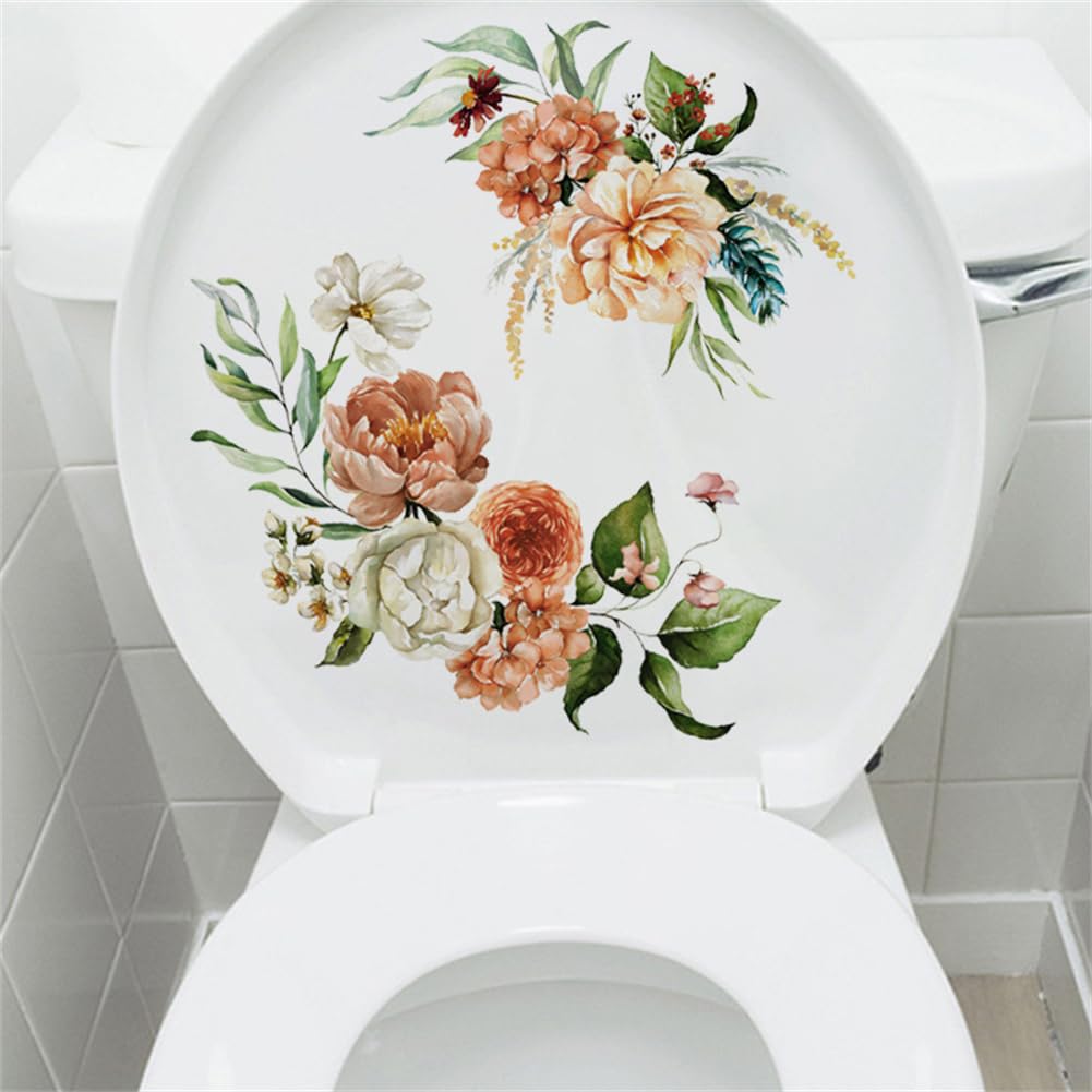 Sticker mural Garvee pour toilettes MT23023, motif floral vert, design moderne, 20 x 30 cm, autocollant et imperméable, décoration de salle de bain