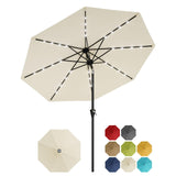 Garvee Parasol De terrasse 305 cm Avec Lumières Solaires, Protection UV, Polyester Imperméable, Cadre En Fer Antirouille, Jardin Et Piscine, Réglable - Beige