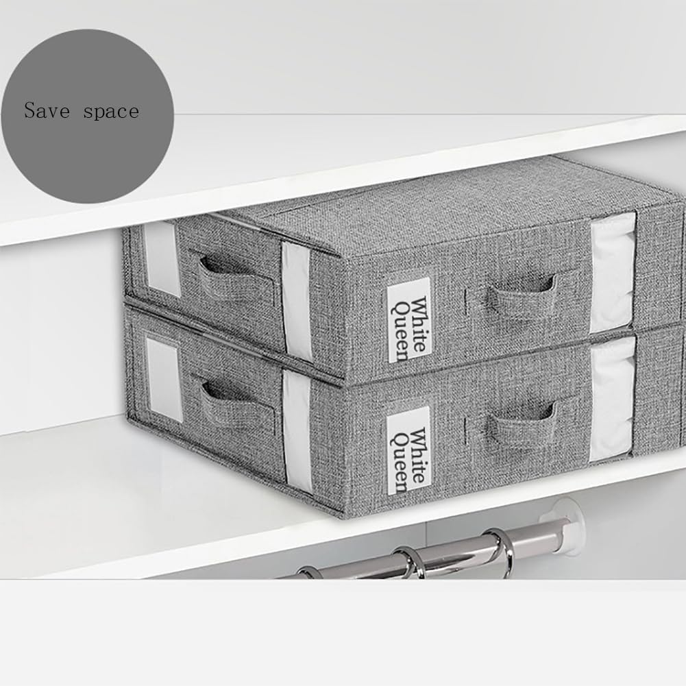Boîte de rangement sous lit Garvee en 2 pièces avec couvercle, organisateur de literie, grise, polyvalente, anti-poussière, robuste, grande taille