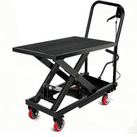 Table élévatrice hydraulique Garvee noire 72 cm – 227 kg, mécanisme à double ciseaux, plaque antidérapante et barre de sécurité