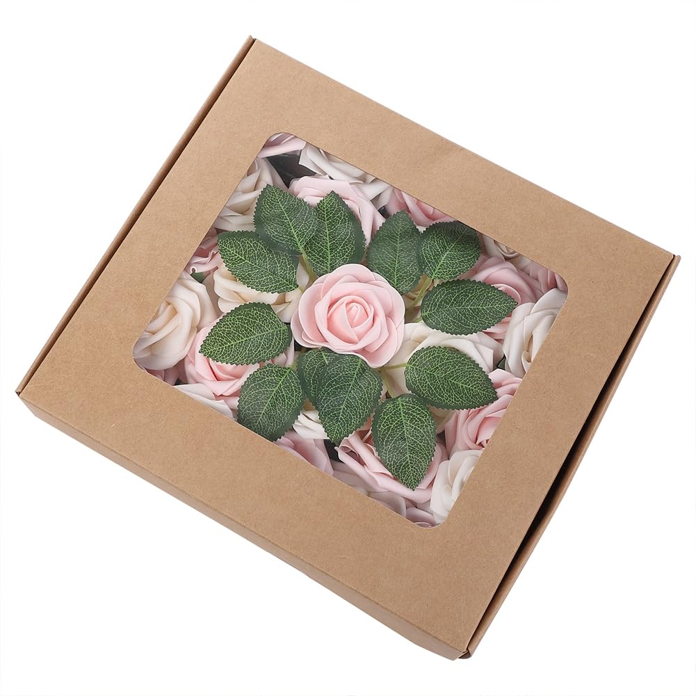 Coffret de roses artificielles Garvee (25 pièces) - Cadeau romantique en forme de fleur de savon - Rose - Idéal pour Noël, le Nouvel An, la Fête des Mères et la Saint-Valentin
