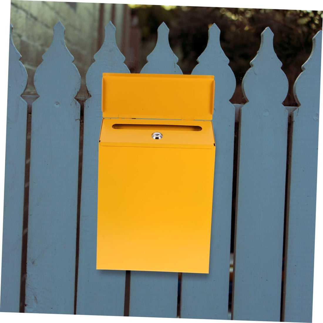 Boîte aux lettres Garvee avec serrure à clé, en métal, murale, pour porte d'entrée, bureau, extérieur, 21,5 x 6 x 29 cm, jaune