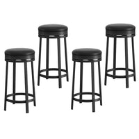 Ensemble de 4 tabourets de bar pivotants Garvee 24'' en cuir PU noir avec repose-pieds et structure en métal. Idéal pour îlot de cuisine ou bar moderne.