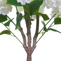 Hortensia artificiel Garvee de 90 cm avec pot en ciment robuste, blanc réaliste, idéal pour mariages et bureaux.
