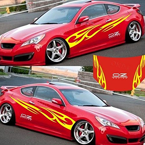 Garvee Large Floors Autocollant de voiture Totem de flamme 3D en vinyle auto-adhésif jaune