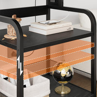 Garvee support pour imprimante mobile grand format avec 2 ports secteur et 2 ports usb, réglable sur 3 niveaux, en métal et MDF, 4 roues avec freins, étanche, pour le bureau et la maison, 52 × 40 × 80 cm