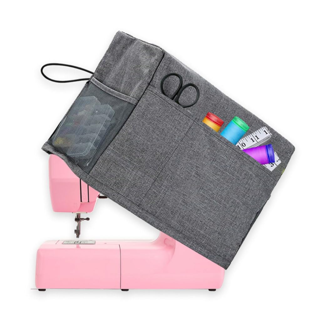 Housse de machine à coudre Garvee, housse anti-poussière universelle pliable en tissu Oxford gris de haute qualité pour atelier de couture