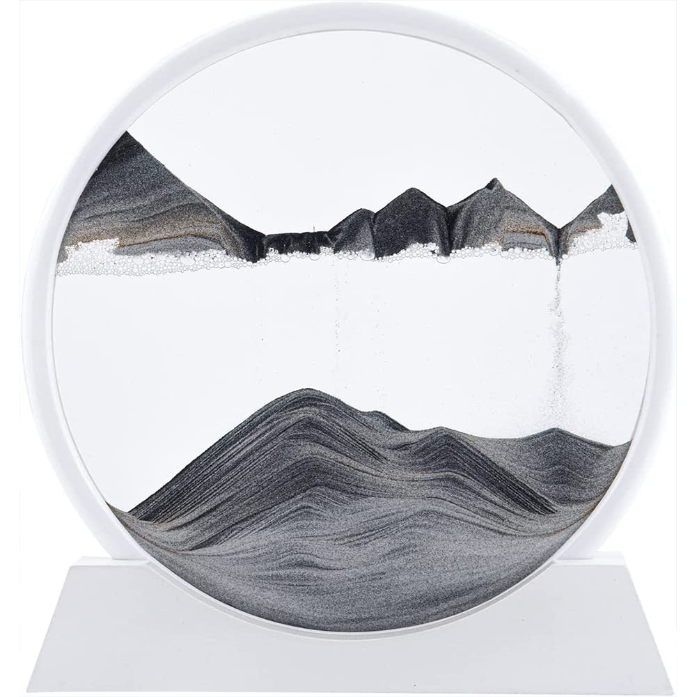 Garvee Décoration murale en sable mouvant , tableau rond 3D en plastique représentant un paysage de sable des profondeurs marines, noir, pour la maison, le salon ou le bureau.