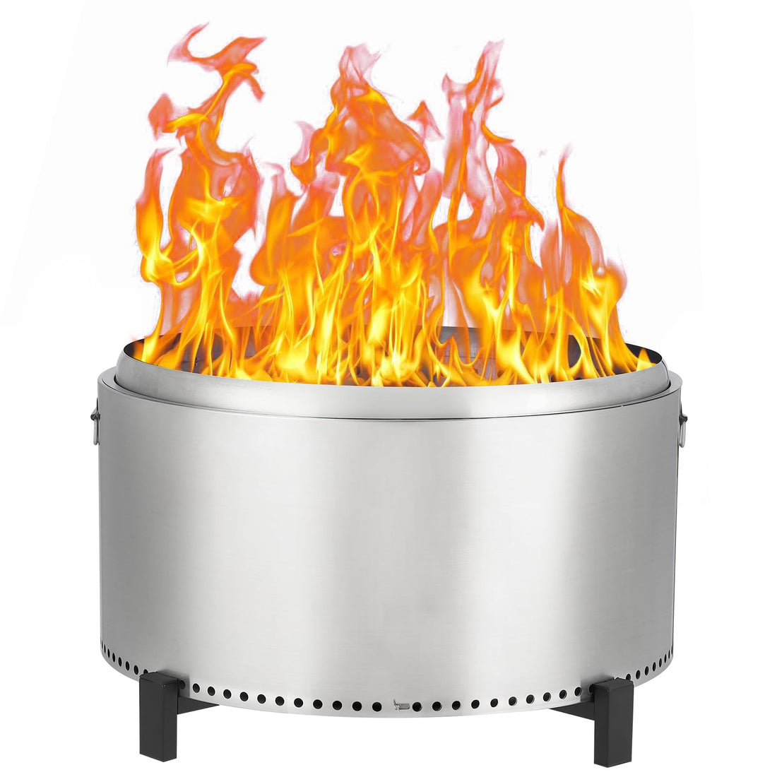 Brasero sans fumée Garvee 81 cm – Panier à feu double paroi en acier inoxydable avec poignées, idéal pour le camping et la terrasse.