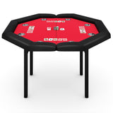 Garvee Table de Poker Pliable 121,9cm, Octogonale 8 Joueurs, Rails Rembourrés, Porte-Gobelets Acier Inoxydable, Pieds Métalliques Pliables