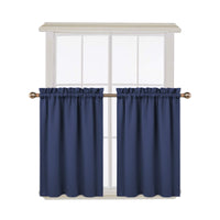 Garvee Lot de 2 cantonnières occultantes pour fenêtres, salon, cuisine, chambre, cantonnières isolantes thermiques, bleu marine, 66 x 76 cm
