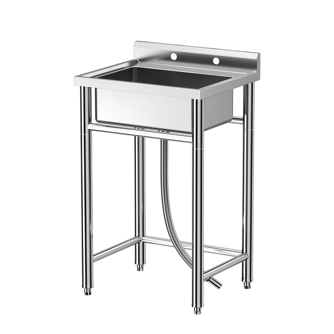 Garvee Évier sur Pied Inox 53 × 53 × 84 cm, Bac Unique avec Vidange Rapide, Design Sécurisé, pour Cuisine, Garage et Usage Pro
