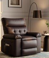 Garvee Fauteuil relaxant grande taille 360° pivotant avec massage et chaleur, cuir PU respirant, support lombaire, max 150 kg, salon et chambre - Café