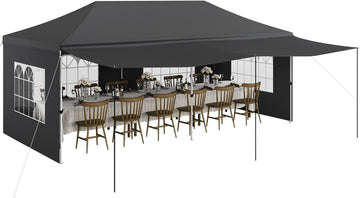 Garvee Tonnelle pliante 3x6 m avec 6 parois amovibles, Oxford 420D imperméable, hauteur réglable, pour fêtes et événements, résistante et stable, fenêtres transparentes