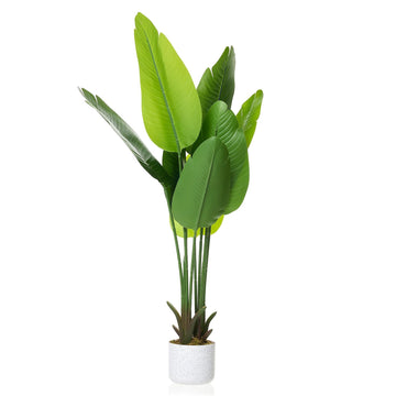 Garvee Palmier artificiel de 1,16 m (116 cm) avec grandes feuilles de bananier, résistant aux UV, poids stable, en soie intérieur/extérieur