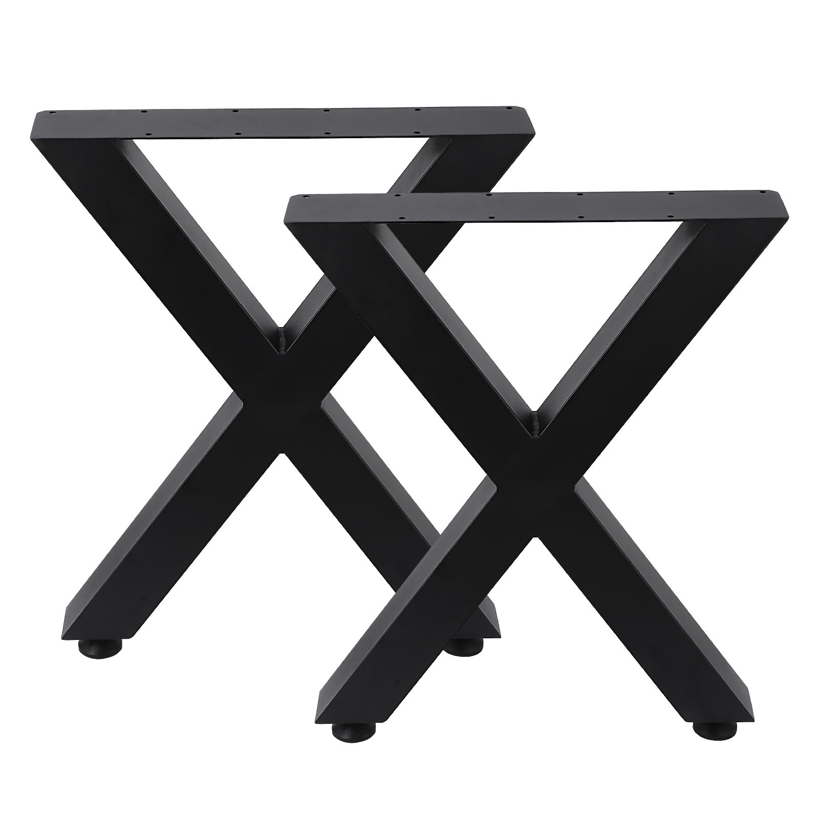 Garvee Pieds de meuble en métal noir forme X 41 cm, support jusqu’à 399 kg, patins réglables antidérapants, pour tables, bancs et projets DIY