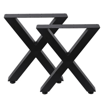 Garvee Pieds de meuble en métal noir forme X 41 cm, support jusqu’à 399 kg, patins réglables antidérapants, pour tables, bancs et projets DIY