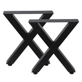 Garvee Lot de 2 pieds de table en métal noir forme X, 71 × 59,4 cm, design creux robuste, pour table de salon, salle à manger, bureau et DIY - Noir-B