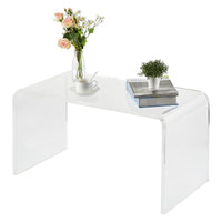 Table basse Garvee en acrylique transparent en forme de U, 81 x 40 x 42 cm, idéale pour salon ou terrasse.