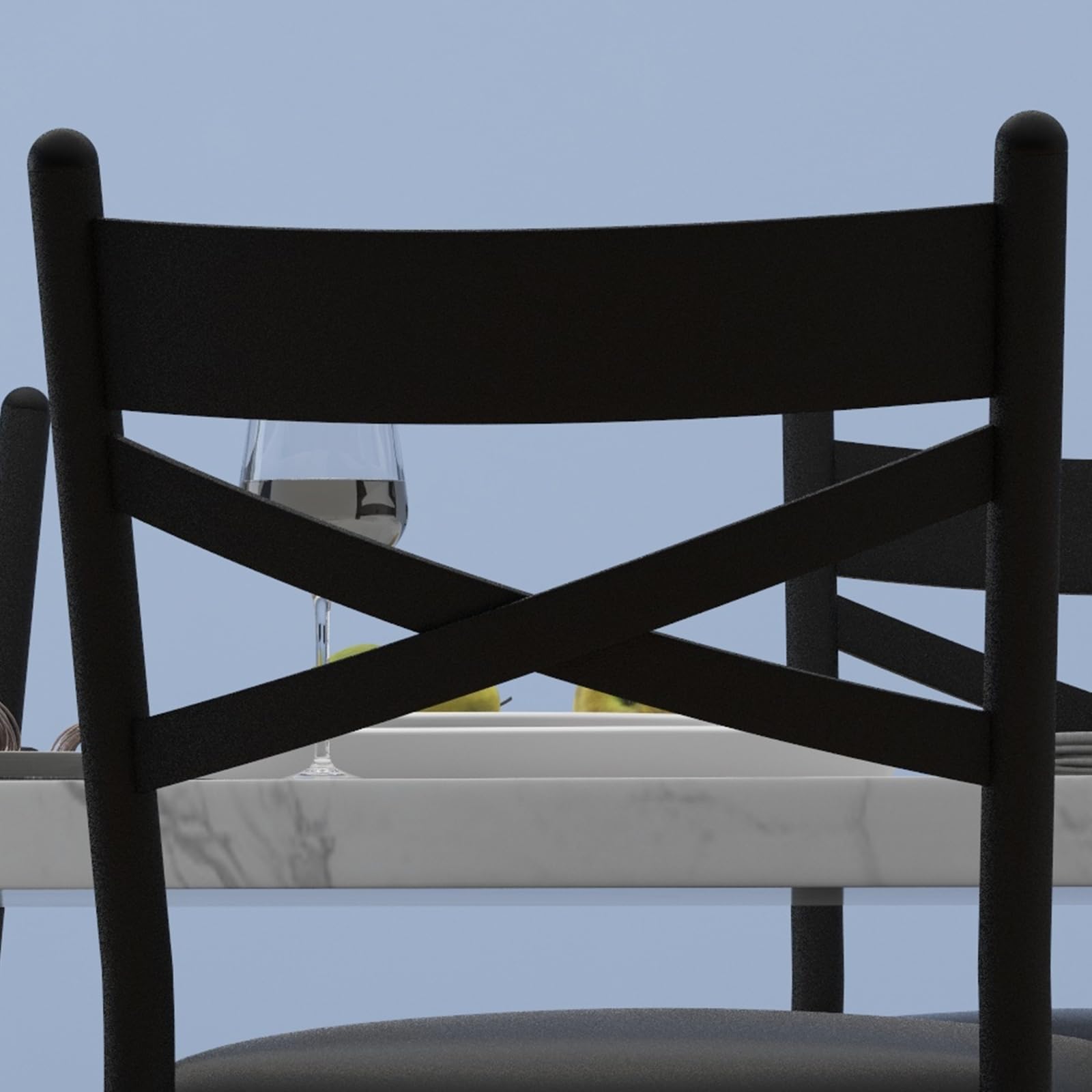 Ensemble de 4 tabourets de bar Garvee, 57 cm (22,4 pouces), dossier en forme de X, rembourrage épais, structure en métal, revêtement en cuir PU, marron-noir rustique pour la cuisine et la salle à manger