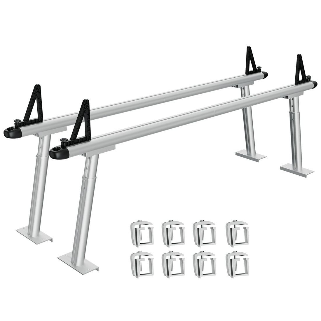 Porte-échelle en aluminium Garvee pour camionnette, capacité de 363 kg (800 lb), réglable de 43 à 74 cm (17 à 29 po), revêtement en poudre noir, pour camionnette, kayak, planche de surf