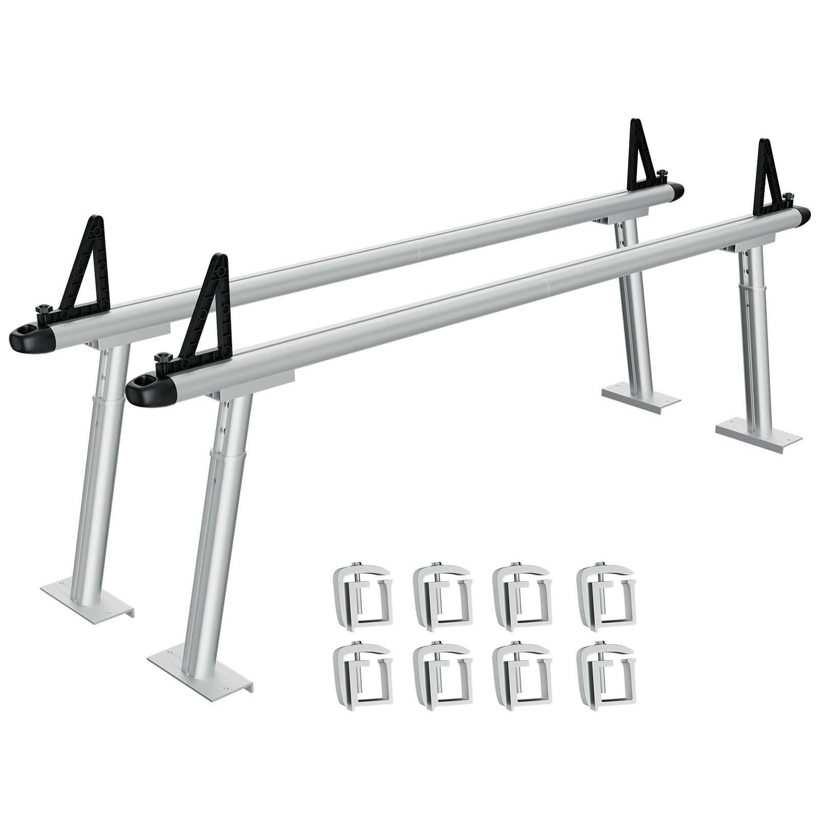 Porte-échelle en aluminium Garvee pour camionnette, capacité de 363 kg (800 lb), réglable de 43 à 74 cm (17 à 29 po), revêtement en poudre noir, pour camionnette, kayak, planche de surf