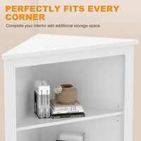 Garvee Meuble d'angle style ferme, 162, 5 cm de hauteur, 6 étagères et 2 portes coulissantes de style grange, étagère réglable, blanc, pour salon et salle de bain, bois, résistant à l'humidité, anti-basculement