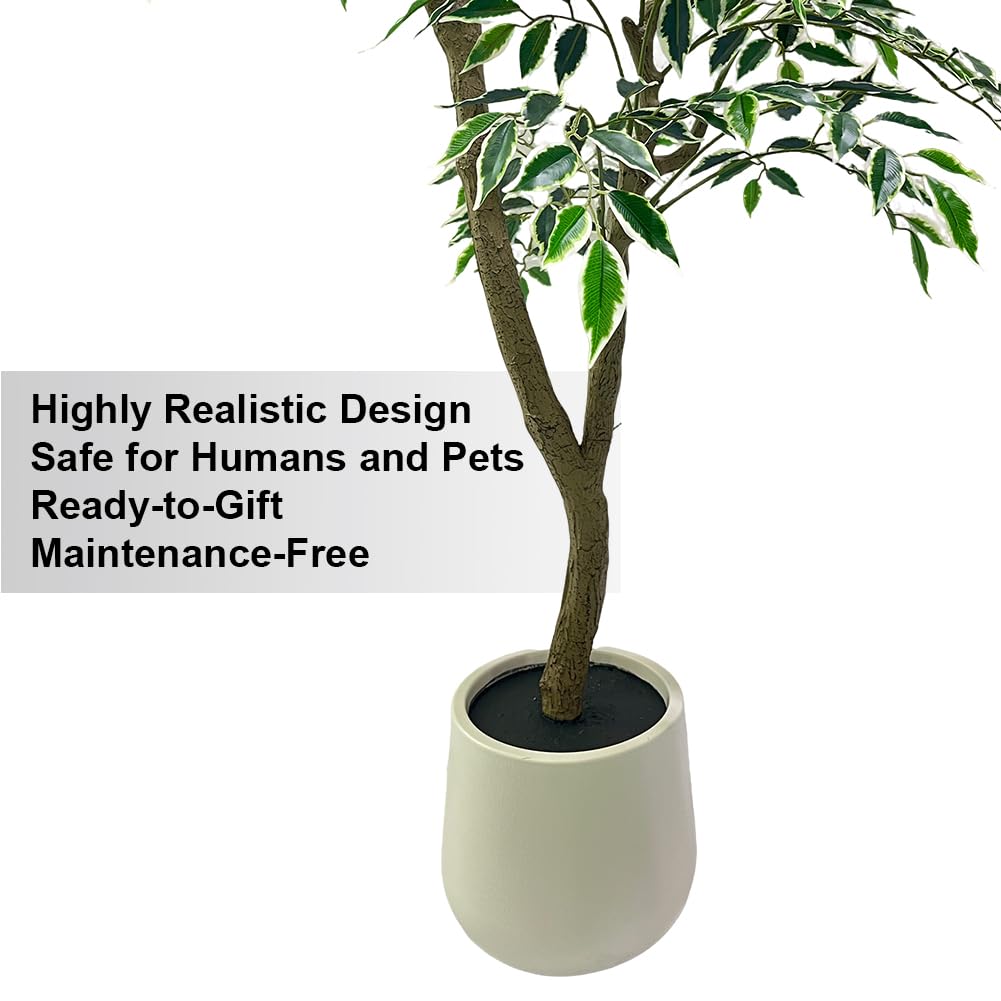 Ficus artificiel Garvee, 150 cm, grande plante artificielle en pot, vert, pour intérieur, maison, bureau, jardin