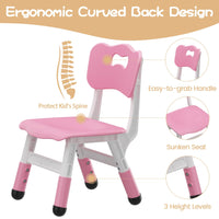 Chaise haute enfant Garvee, réglable en hauteur (3 niveaux), en plastique antidérapant, rose, pour la maison et la maternelle, lot de 2
