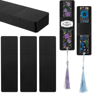 Garvee Lot de 50 pochettes porte-marque-pages en papier kraft noir 4,5 x 15 cm, robustes et polyvalentes, pour les amoureux des livres