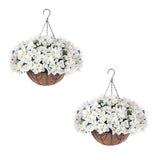 Ensemble de 12 bougainvillées artificielles Garvee avec panier marron pour jardin et terrasse, résistantes aux UV et aux intempéries, blanches et vertes.