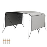 Garvee Taud bimini 3 arceaux, toile marine, poteaux réglables, rideaux latéraux amovibles, 183 x 137-183 cm, bateau - Gris
