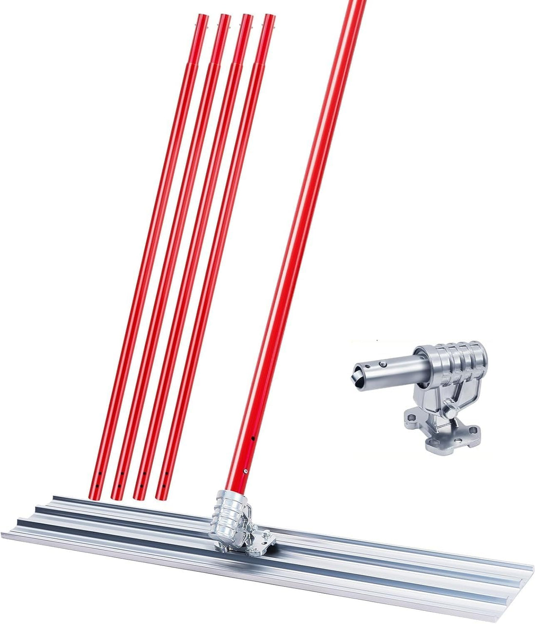 Outil de lissage de béton Garvee 48 pouces en aluminium et magnésium – Kit de taloche réglable avec 4 rallonges et support, rouge