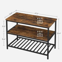 Garvee étagère de cuisine à 3 niveaux avec grand plan de travail, structure robuste en acier, style industriel, 120 × 60 × 90 cm, marron rustique