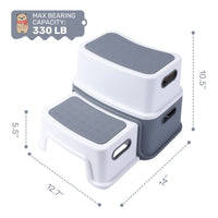 Tabouret enfant Garvee, 2 marches, antidérapant, sûr, sans BPA, léger, portable, pour salle de bain, cuisine, apprentissage, 115 kg