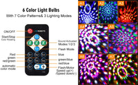 Garvee - Kit de 4 boules lumineuses disco LED portables en cristal avec télécommande, 6 couleurs, activation sonore, éclairage de scène magique en cristal, prise UE, pour fêtes et clubs