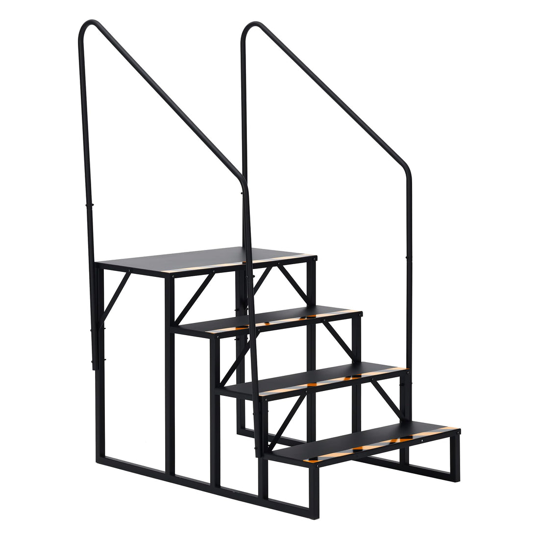Escalier portable Garvee à 4 marches pour VR avec rampe, en acier, bandes antidérapantes pour caravanes et usage extérieur, 181 kg (400 lb), noir