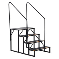 Escalier portable Garvee à 4 marches pour VR avec rampe, en acier, bandes antidérapantes pour caravanes et usage extérieur, 181 kg (400 lb), noir