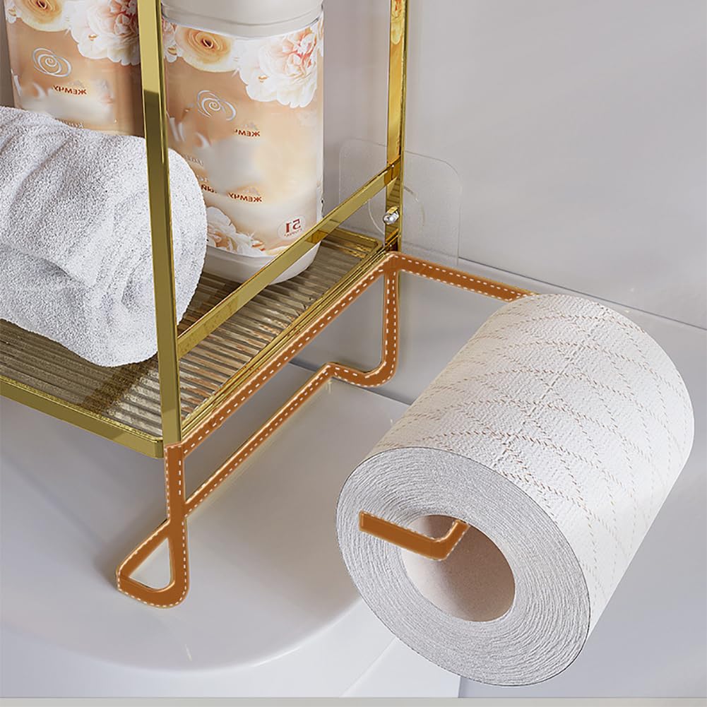 GARVEE Meuble de rangement pour toilettes avec 2 niveaux en métal, sans perçage, porte-rouleau de papier toilette pour salle de bain et douche