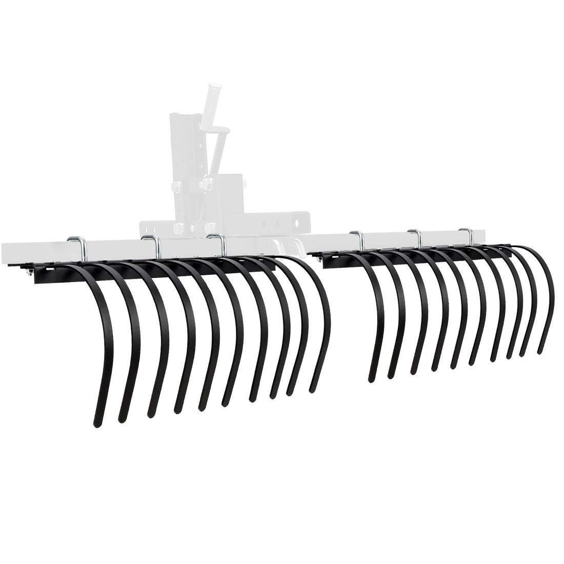 Râteau de jardin Garvee 60 pouces pour tracteur, VTT, UTV, 20 dents en acier, acier au carbone, noir, pour l'aménagement paysager