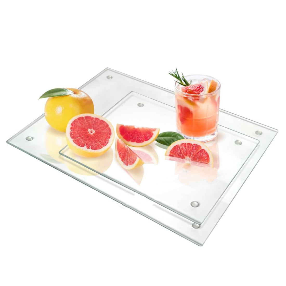 Planche à découper Garvee en verre trempé (lot de 2) avec pieds en caoutchouc antidérapants, rectangulaire, 30 x 40 cm, transparente