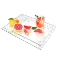 Planche à découper Garvee en verre trempé (lot de 2) avec pieds en caoutchouc antidérapants, rectangulaire, 30 x 40 cm, transparente