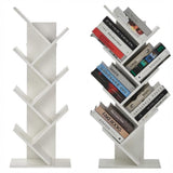 Garvee bibliothèque forme arbre blanc, 6 étagères en MDF robuste, gain de place, montage facile pour salon et bureau, 51 × 30 × 17 cm, blanc