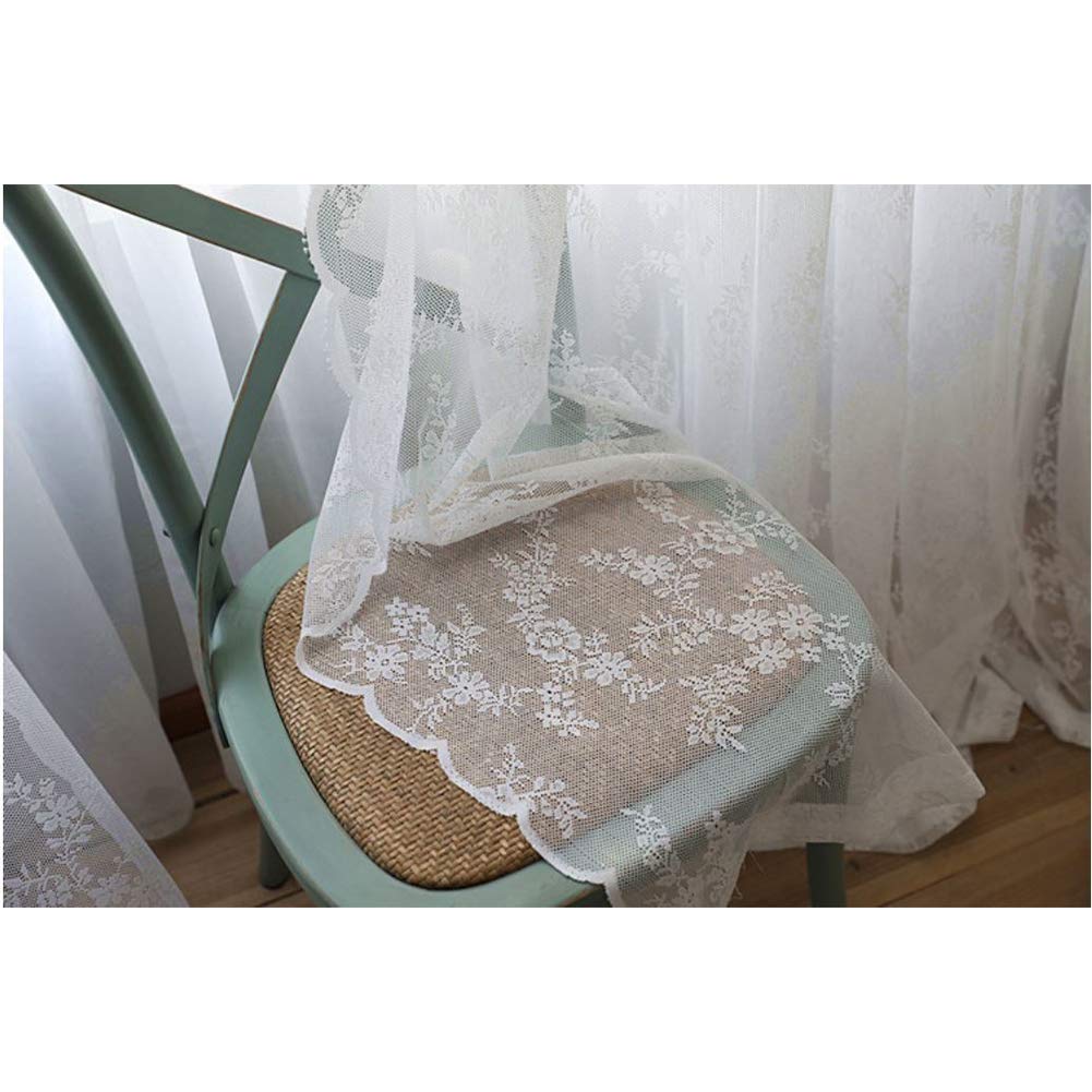 Garvee Rideau en dentelle florale, voile jacquard semi-transparent pour chambre ou salon, 145 × 150 cm, couleur crème