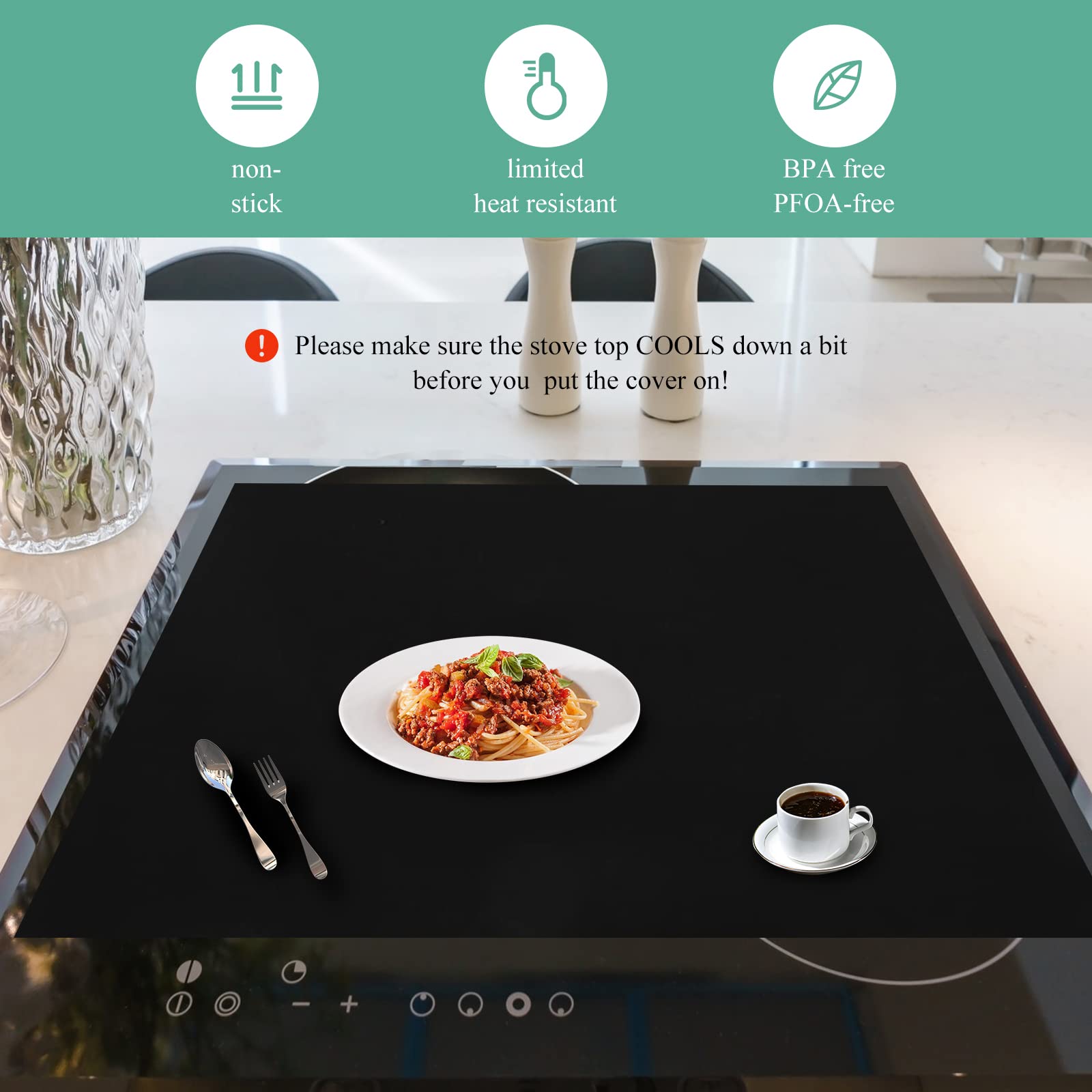Revêtement en caoutchouc pour plaque à induction Garvee – Résistant aux rayures et antidérapant, tapis de protection épais pour la cuisine, protège votre surface de cuisson.