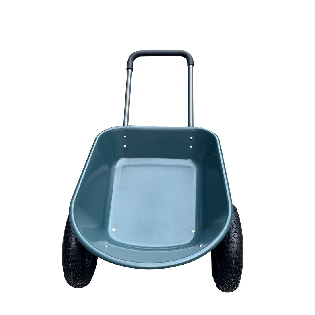 Brouette de jardin Garvee à double roue, capacité de charge de 272 kg, plateau en polyéthylène antirouille, cadre en acier, verte, pour le jardin et la cour