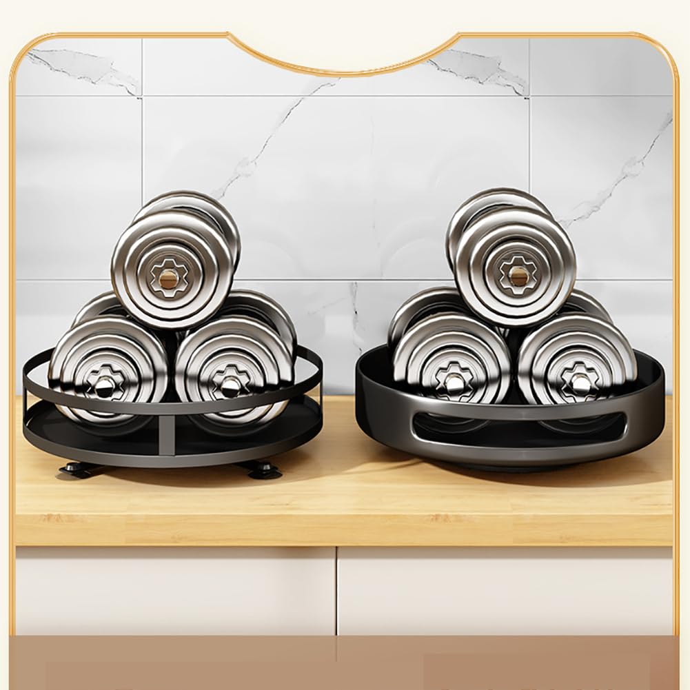 Étagère de rangement rotative Garvee, plateau tournant rond en métal, organisateur de comptoir de cuisine, rotation à 36°, noir