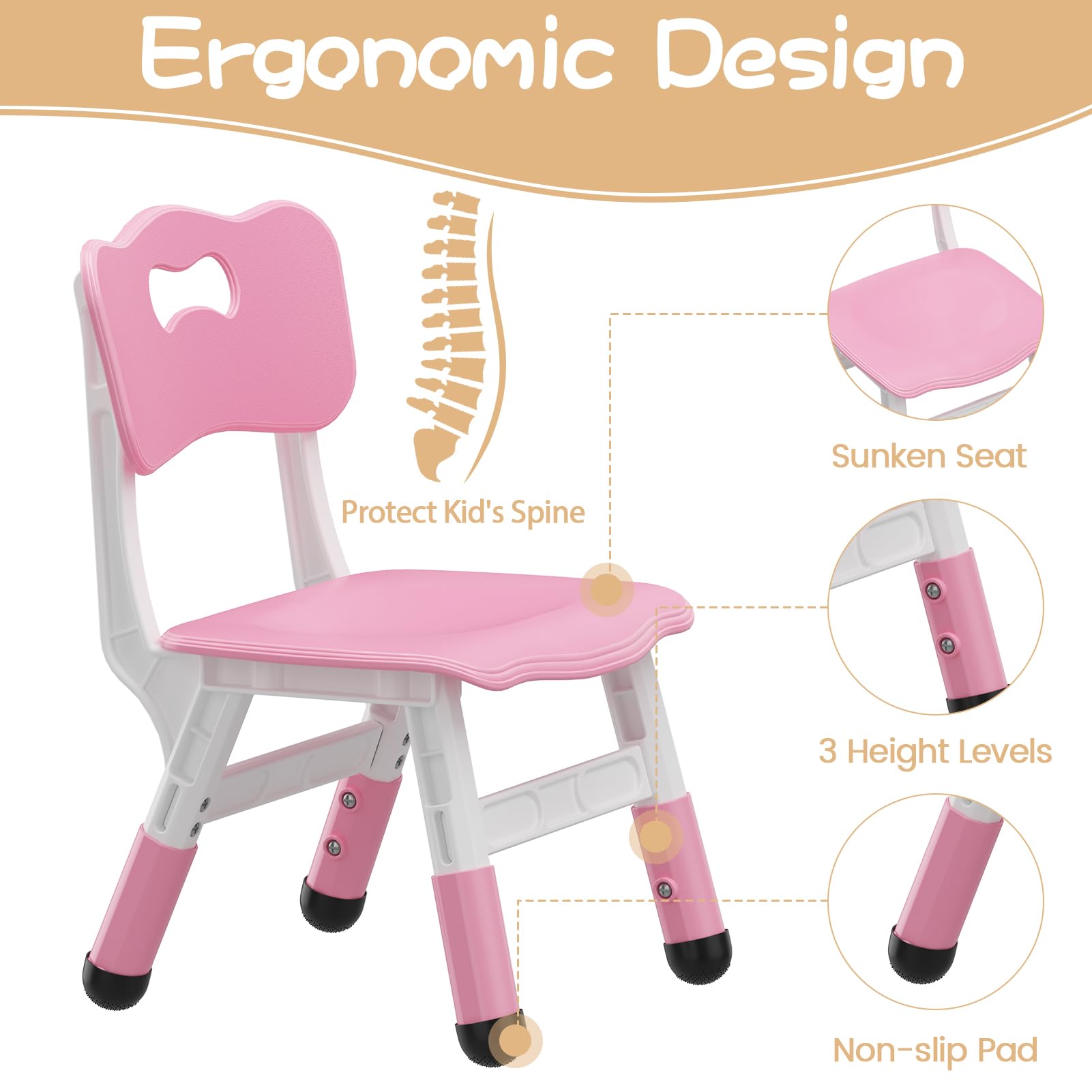Ensemble table et 6 chaises pour enfants Garvee avec rangement, hauteur réglable, plateau à motifs graffiti, pieds antidérapants, table d'activités pour la maison et la maternelle.